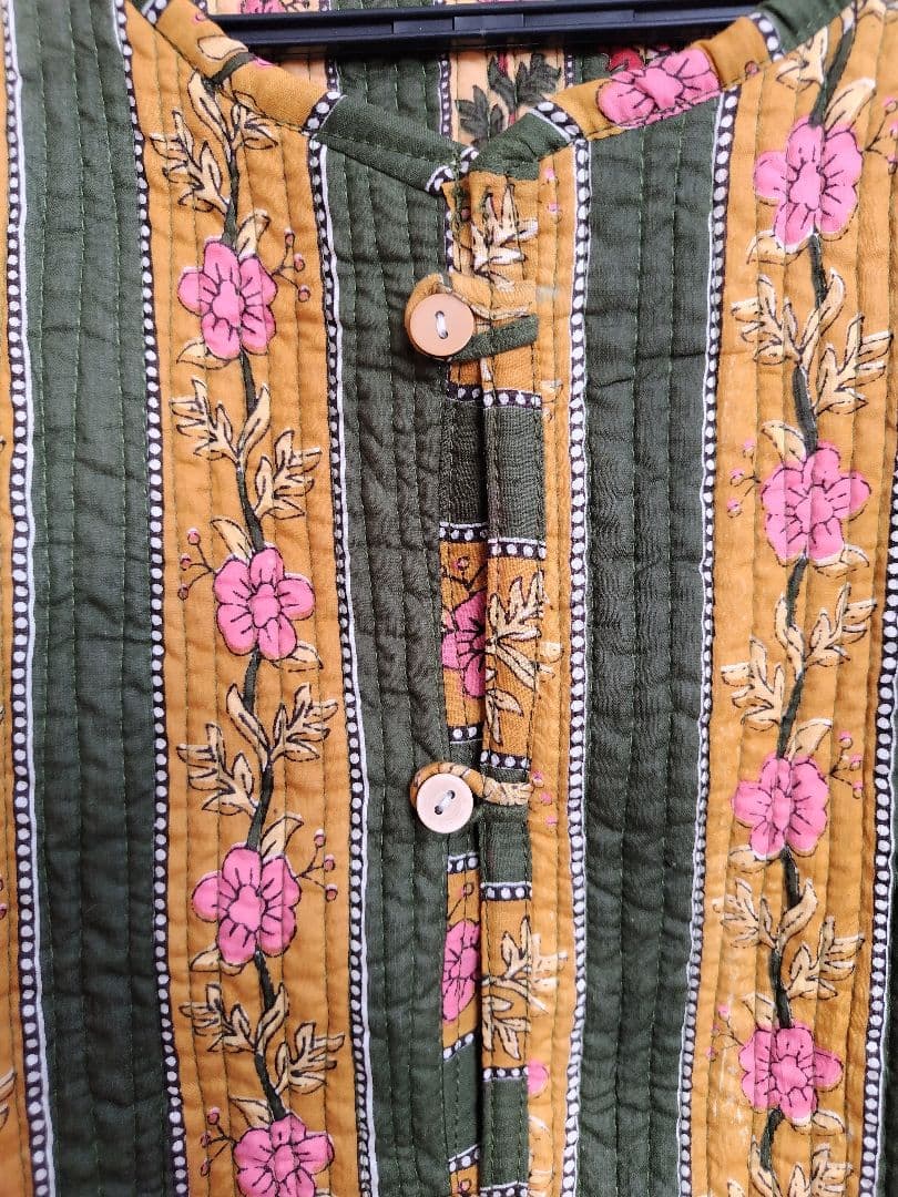 インド製 ブロックプリント ハンドメイド キルティング リバーシブル ジャケット