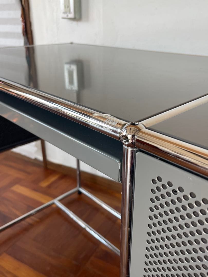 USM ハラー システム パソコン デスク キャビネット 付き マットシルバー