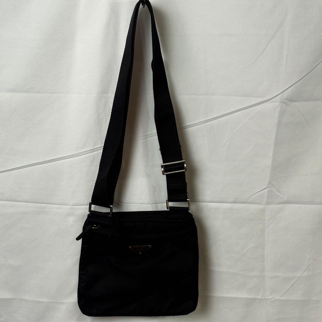 PRADA ナイロン ショルダーバッグ ブラック 三角ロゴ 正規品20x20