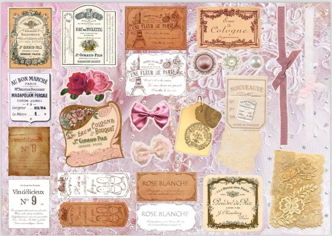 新作②romantic journal 70枚　A4デザインペーパー　コラージュ