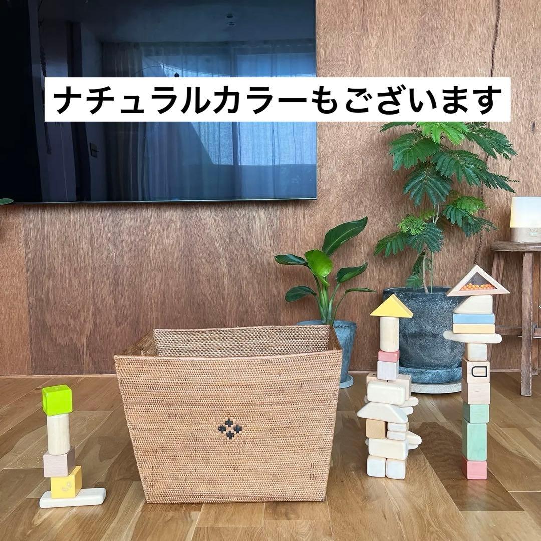 【新品】アタ 新聞入れ 小物収納 大型バスケット 花柄入り アタ細工 バリ島雑貨