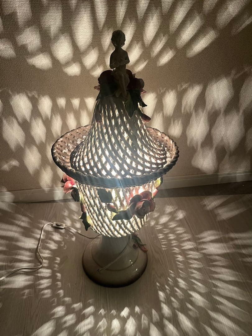 【希少】　アールヌーヴォー アンティークランプ　陶器 エンジェル 天使