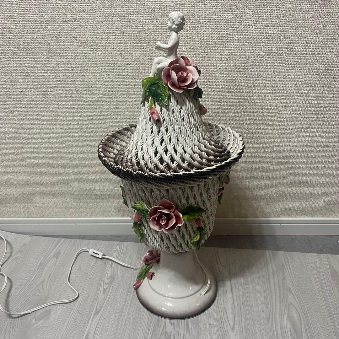 【希少】　アールヌーヴォー アンティークランプ　陶器 エンジェル 天使