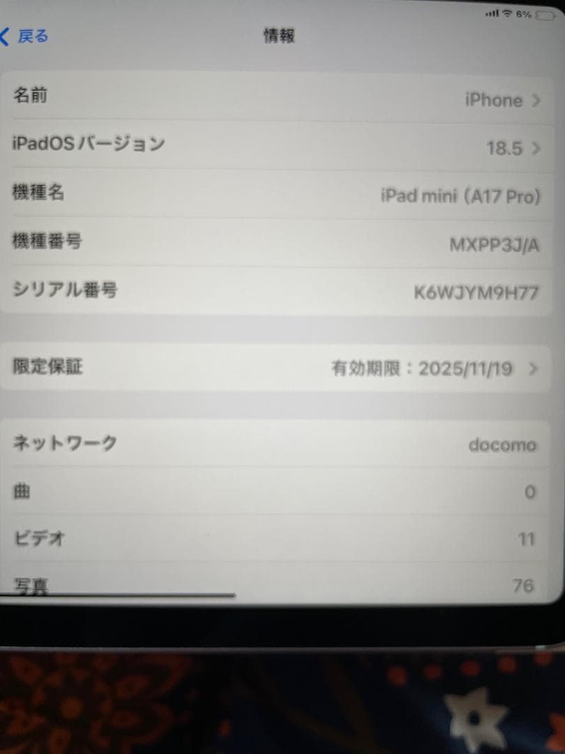 iPad mini A17 Pro Cellularモデル 128GB ブルー
