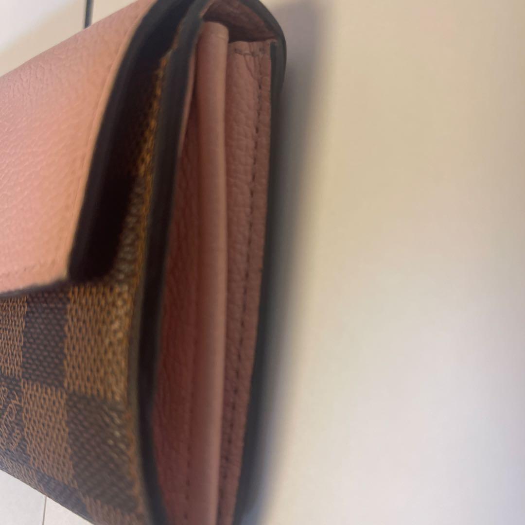 ダミエ・キャンバス 長財布 ピンクレザー