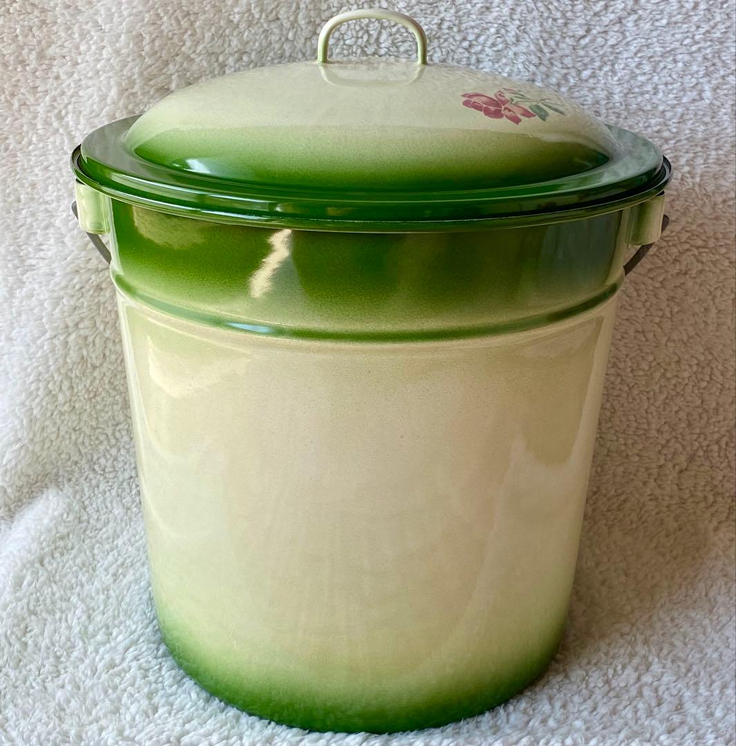 ☘️イマン imane ☘️ イヴ　ホーロー製蓋付き特大バケツ　ストッカー　美品❣️