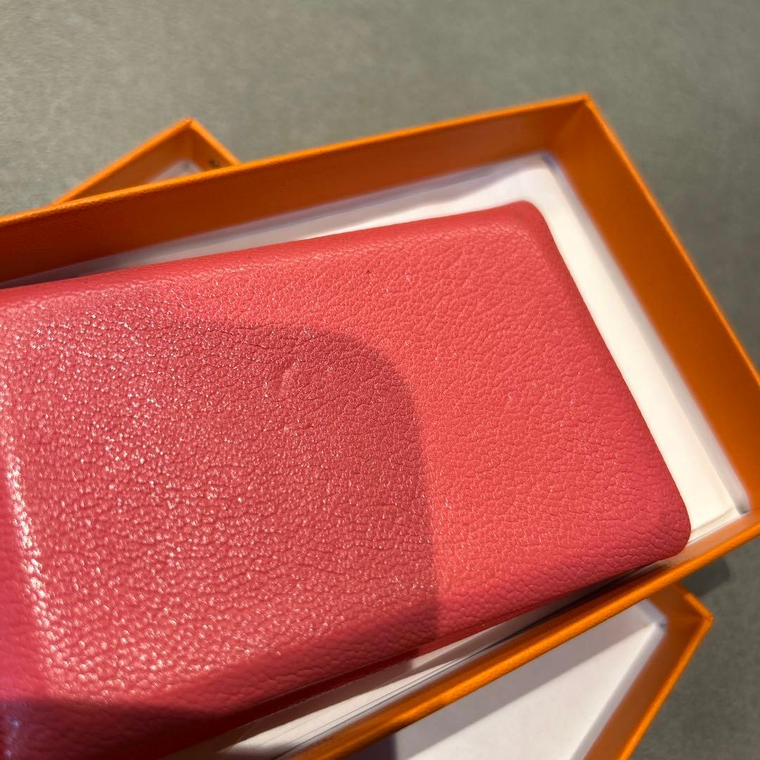 エルメス　ピンク レザー 名刺入れ カードケース　ガルヴィ