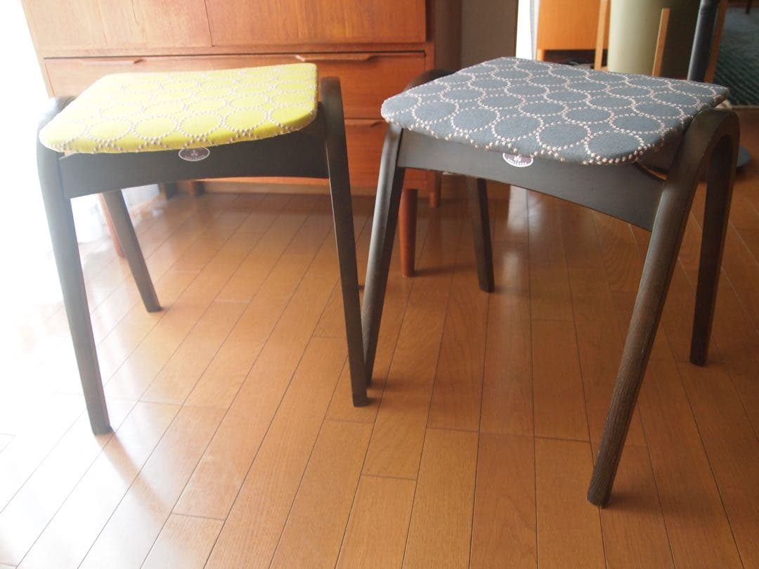 ミナペルホネン 秋田木工 剣持スツールC ハンドメイド タンバリン 生地 チェア