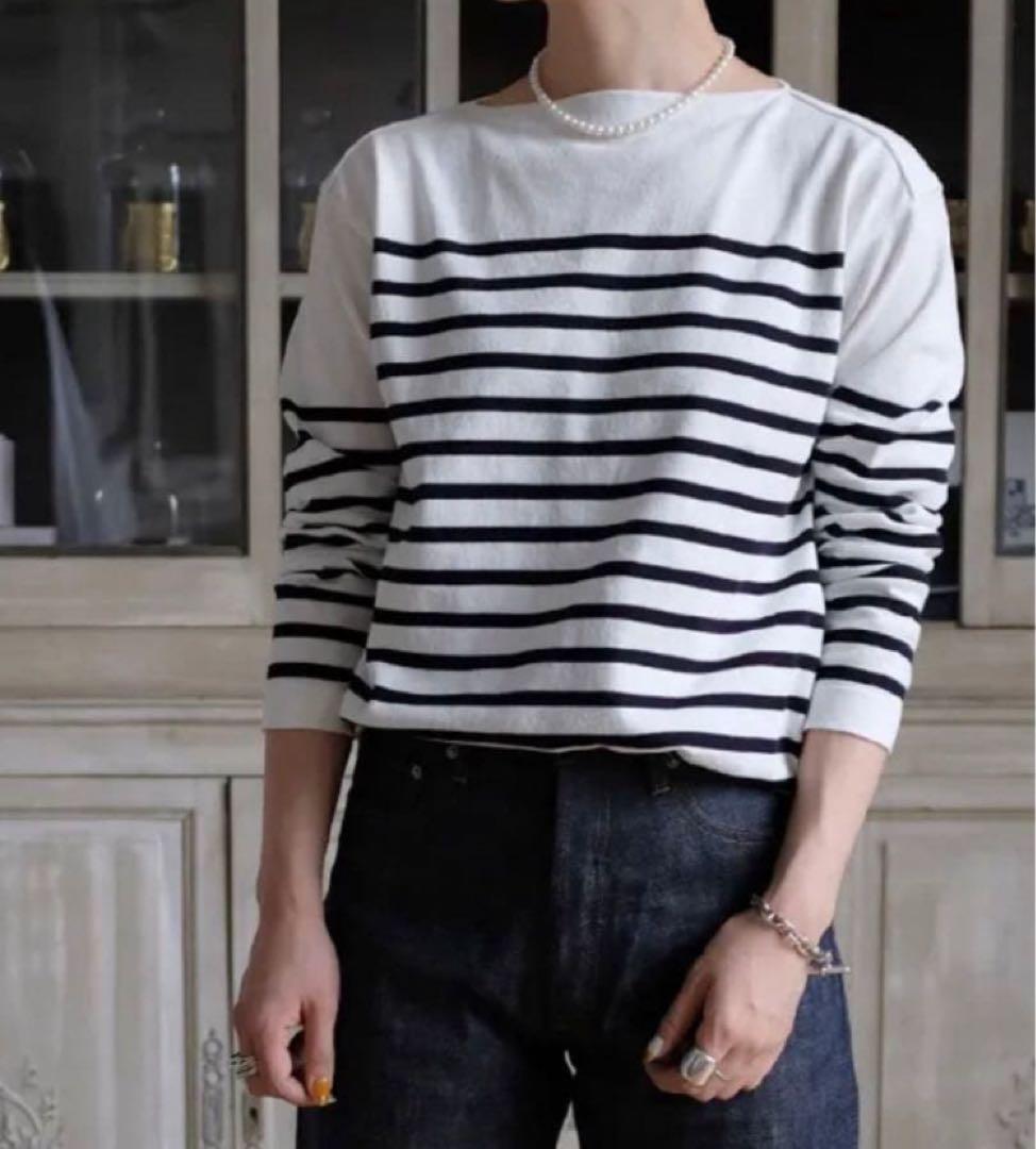 マディソンブルー ボーダー　ロンT バスクシャツ カットソー スリット