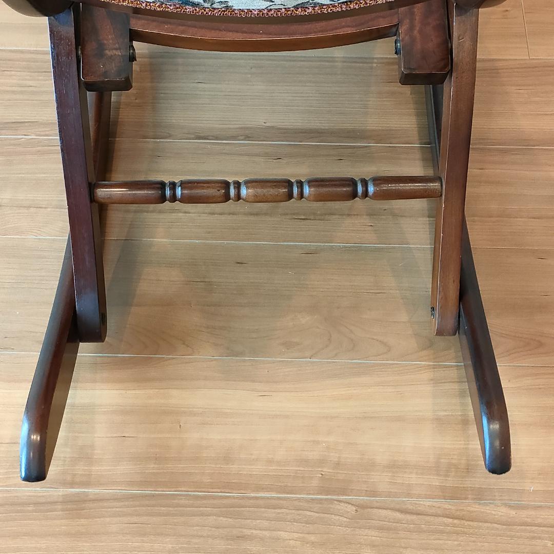 アンティーク　折りたたみ　ロッキングチェア　ロココ調　コブラン織り