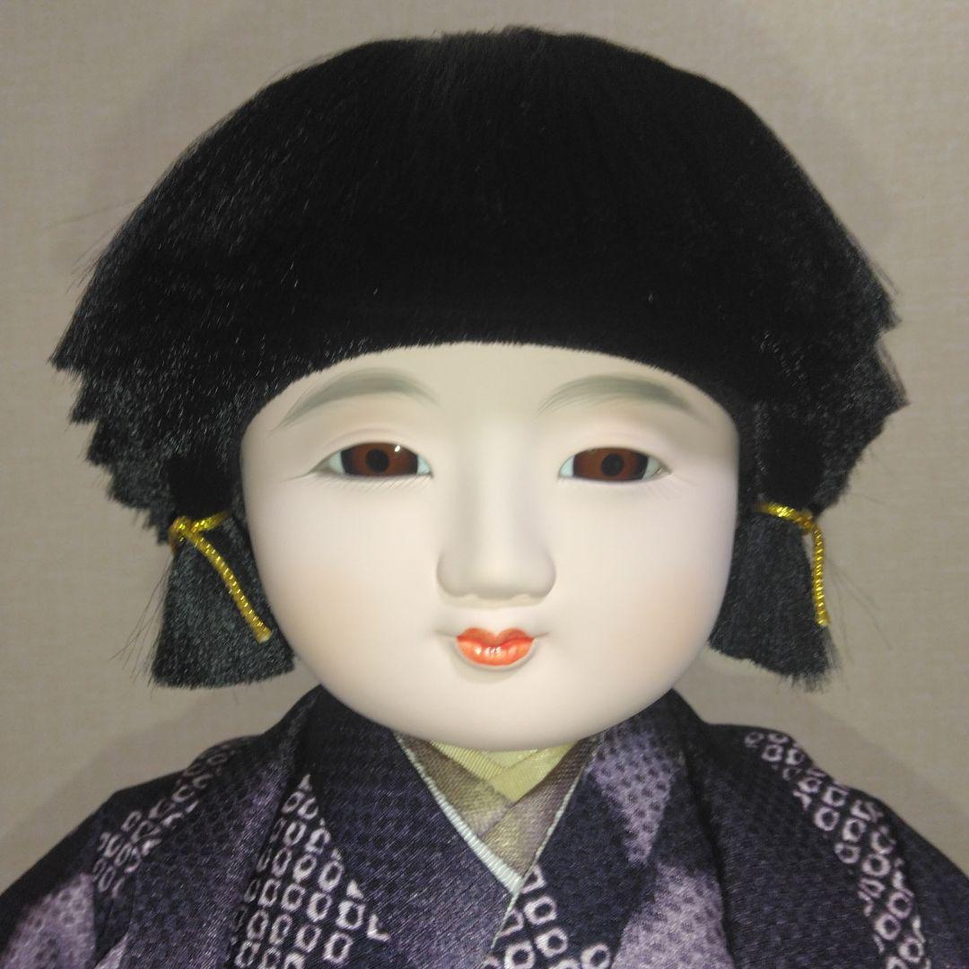 市松人形　絞り染め　金刺しゅう　金彩　寿宝作　ガラスケース付き　４５cm