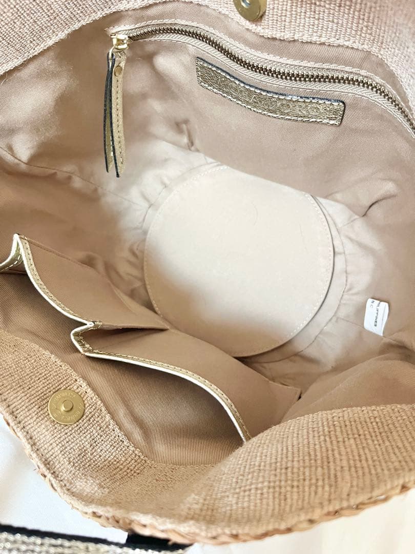 美品 VIOLAd'ORO ヴィオラドーロ ラフィア カゴバッグ　保存袋付き