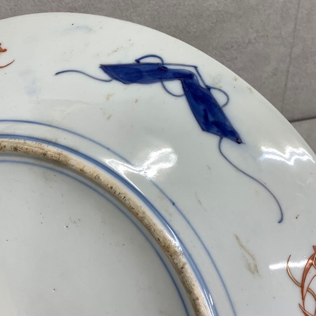 大皿 直径46cm 龍虎 鳳凰 色絵 伊万里 有田 縁起 アンティーク ⑦
