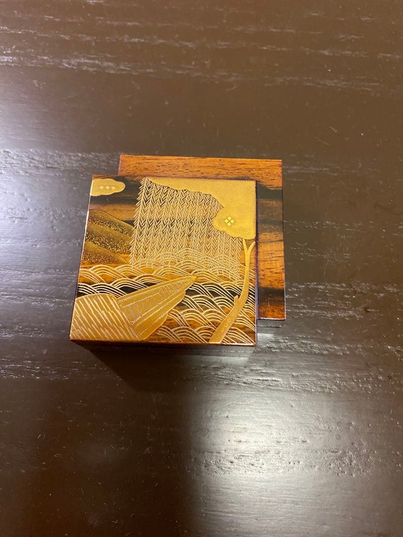 茶道具/香合 蒔絵師 岩本相伯　『柳に舟』 共箱 茶の湯 工芸品