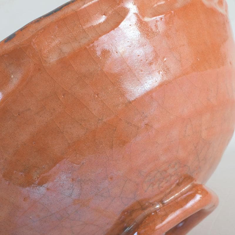 茶道具　八坂焼　赤楽　金銀二段　嶋台茶碗　共箱　V　9818