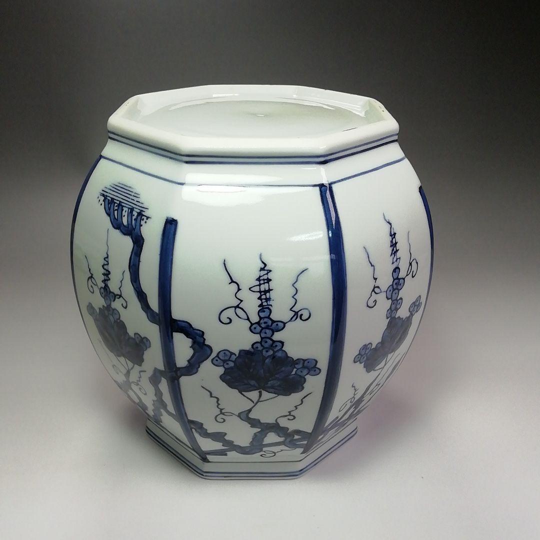 Ｓ４０３　皆具　『ぶどう棚　染付　皆具』『鈴木康月造』　共箱　茶道具