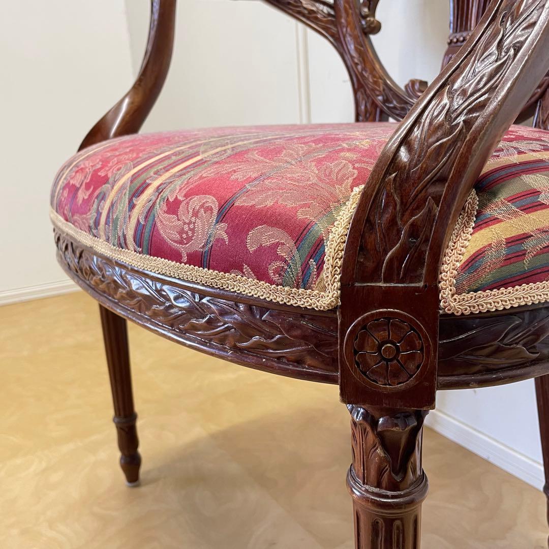 豪華 彫刻アームチェア① アンティーク調 ダイニングチェア チェア 椅子 イス