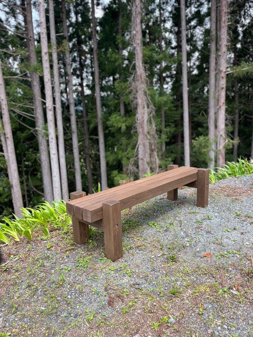 どっしり無垢の140cmフラワーガーデンベンチ 庭 木製