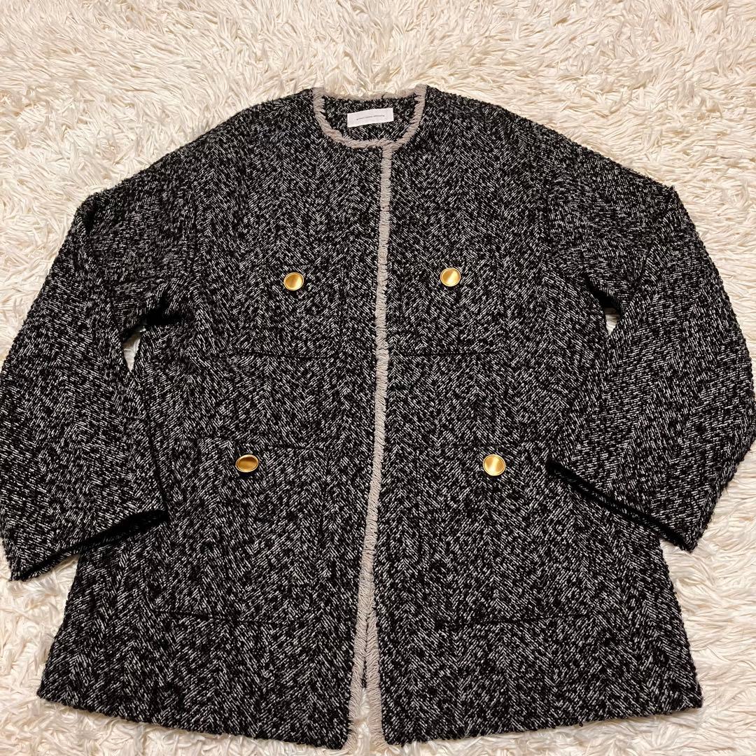 【美品】green label relaxing ツイード ノーカラージャケット