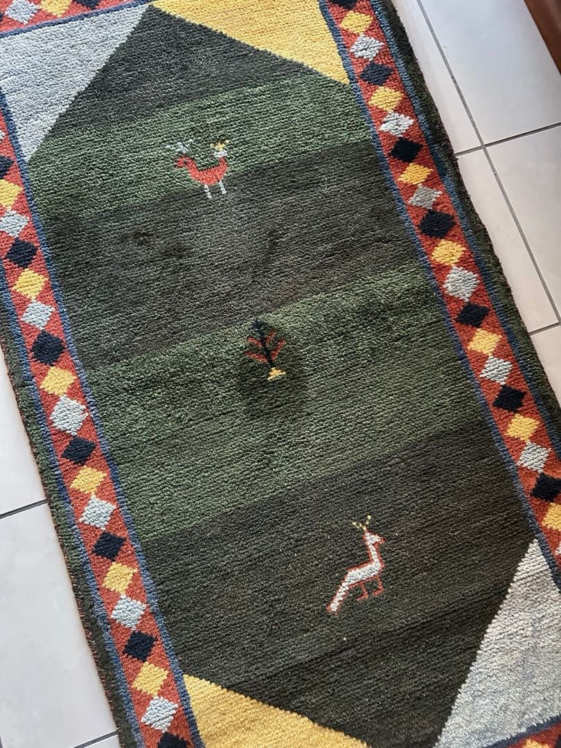135×73 ヴィンテージラグ　　手織ラグ　ギャッベ