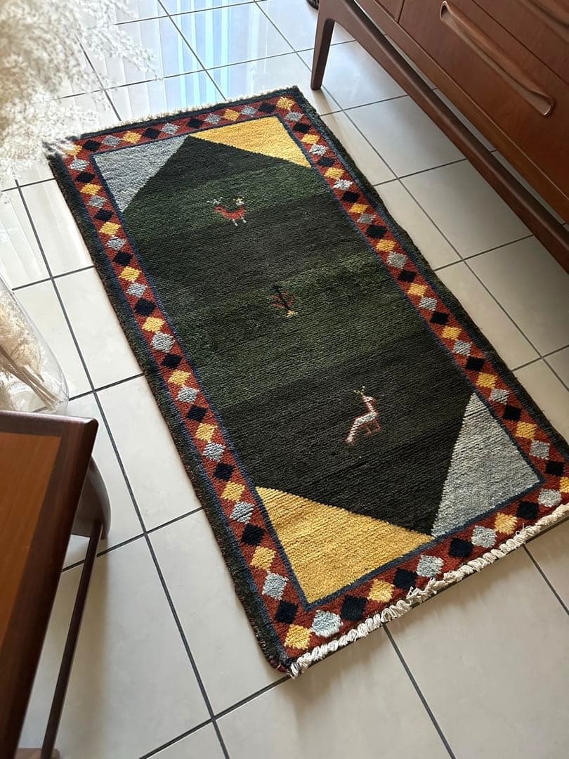 135×73 ヴィンテージラグ　　手織ラグ　ギャッベ