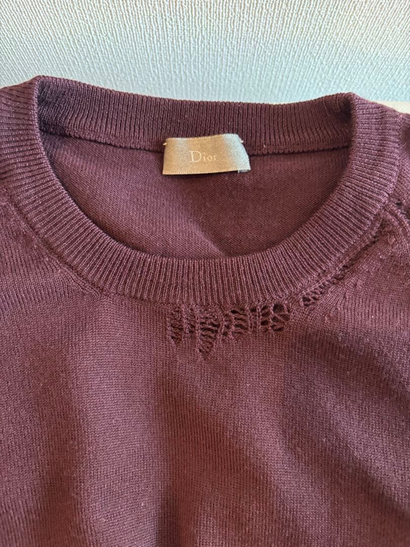 ディオールオム 2004AW エディスリマン エルボーレザーパッチ ニットXS