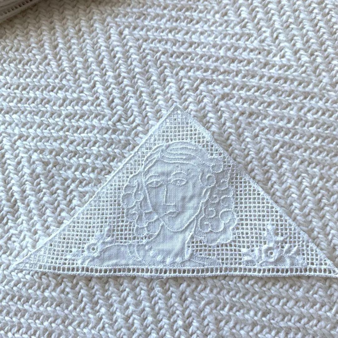 アンティークコットン レース刺繍 女性 三角パーツ マーガブ 16枚