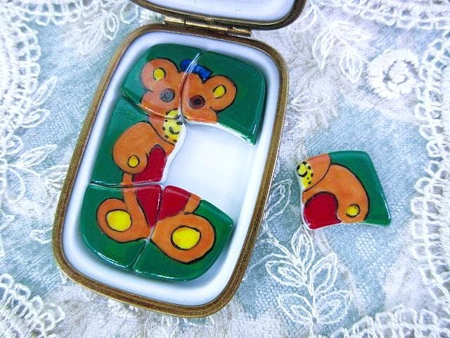 フランス　リモージュ　ボックス　☆テディベア　パズル　Limoges box
