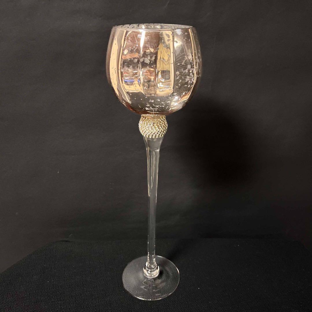 ★新品未使用★パリ発　アンティークゴールドとラインストーンのフラワーベース　L