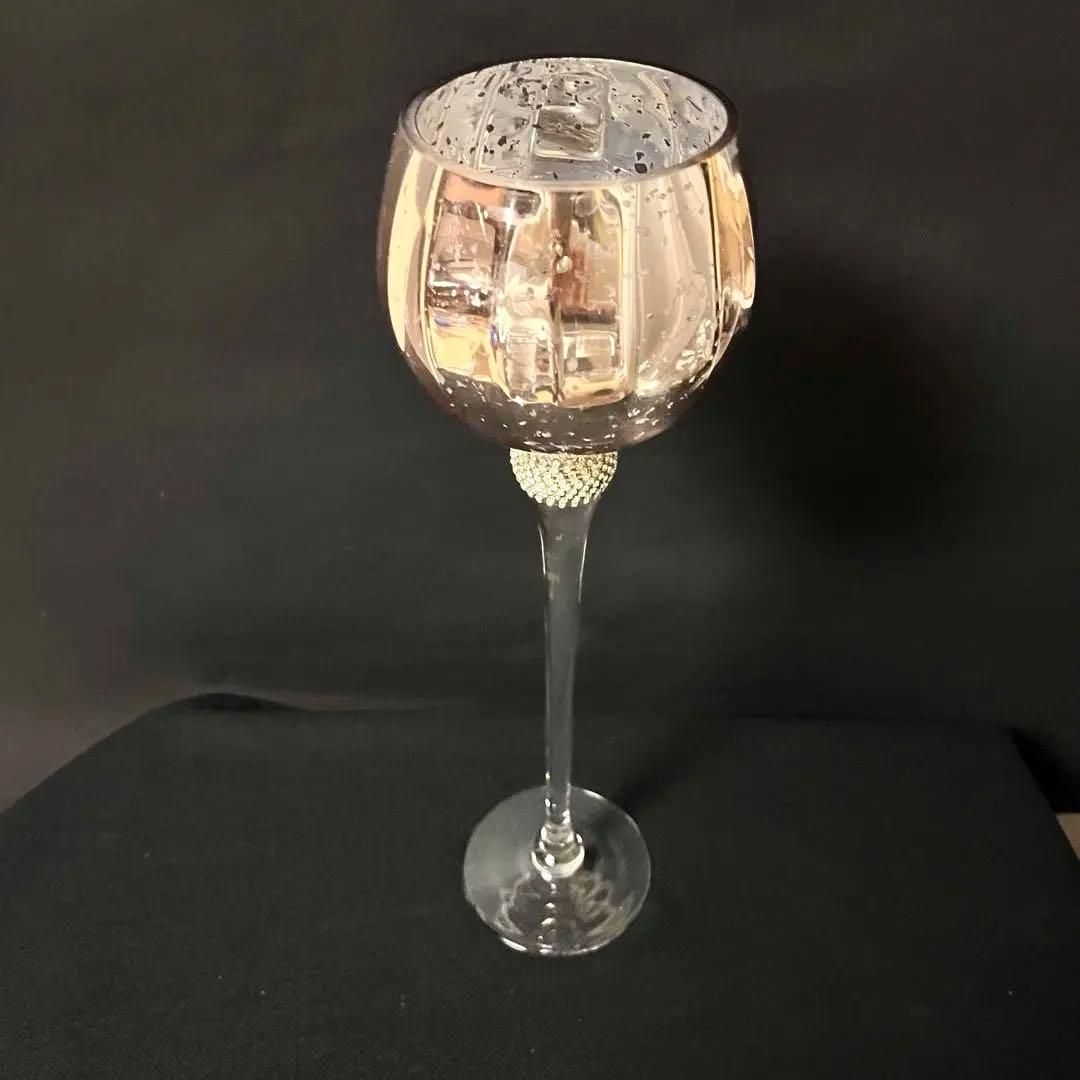 ★新品未使用★パリ発　アンティークゴールドとラインストーンのフラワーベース　L