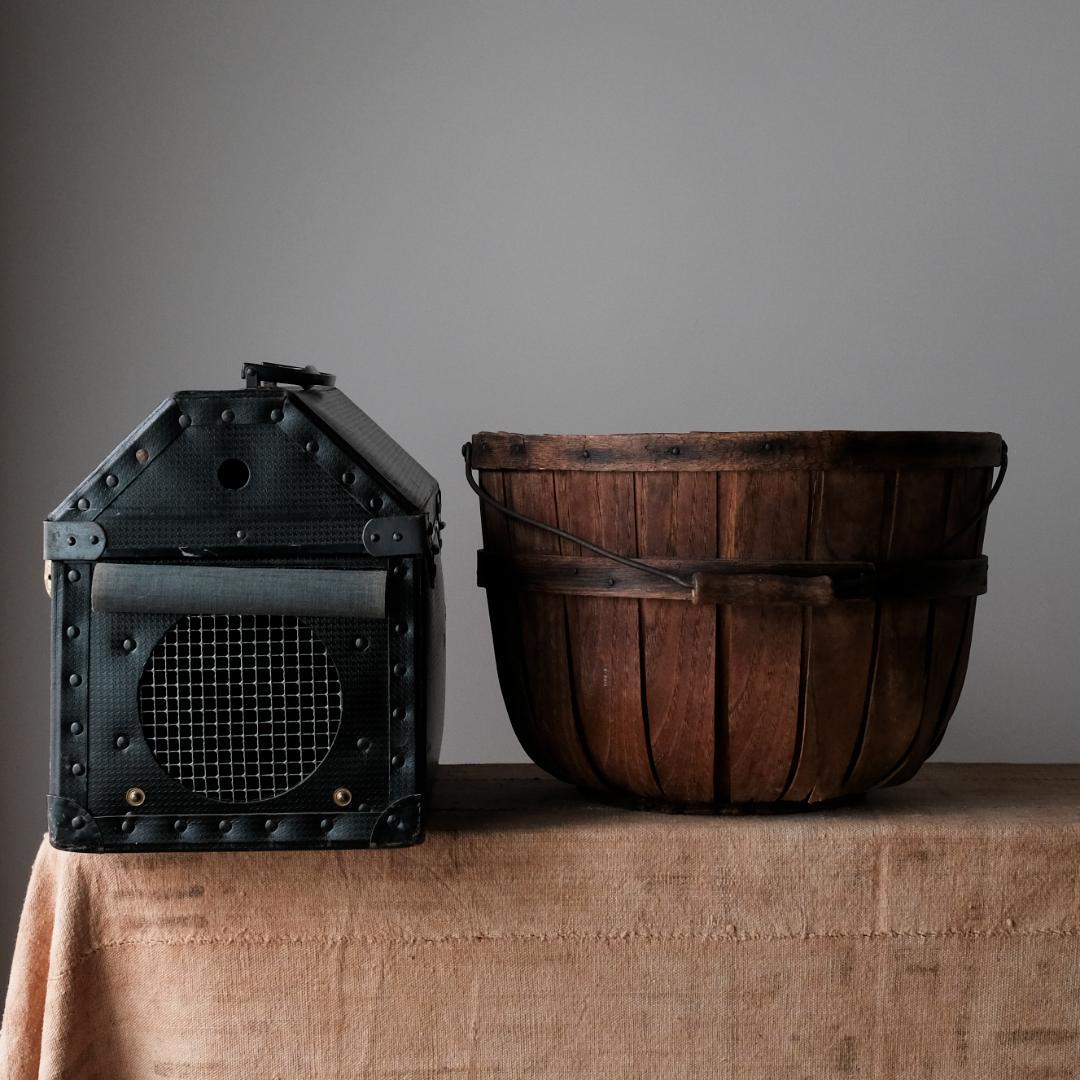 アメリカアンティークのリンゴかご