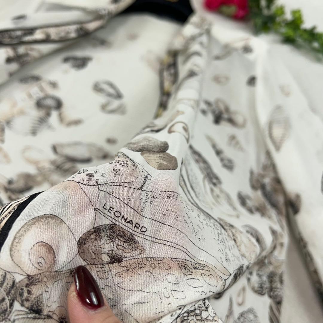 K672 L レオナール シアー シャツ ブラック ホワイト ピンク レディース