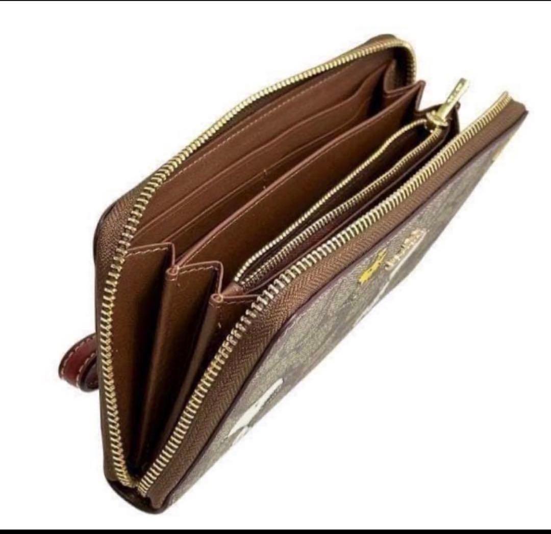 シナモンCOACH 長財布 コーチ×ピーナッツ スヌーピーウッドストック