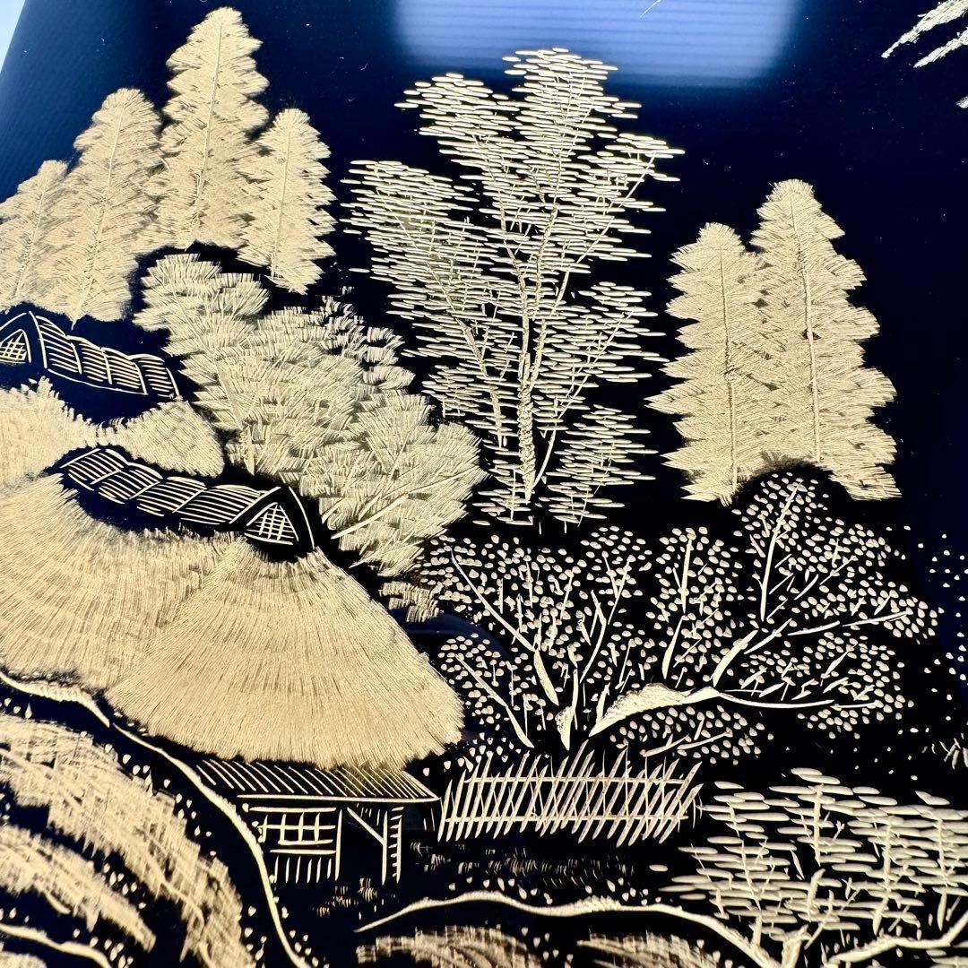 新品未使用 輪島塗 沈金 山水 山水蒔絵 硯箱 文箱 霧箱 金 漆器 伝統工芸