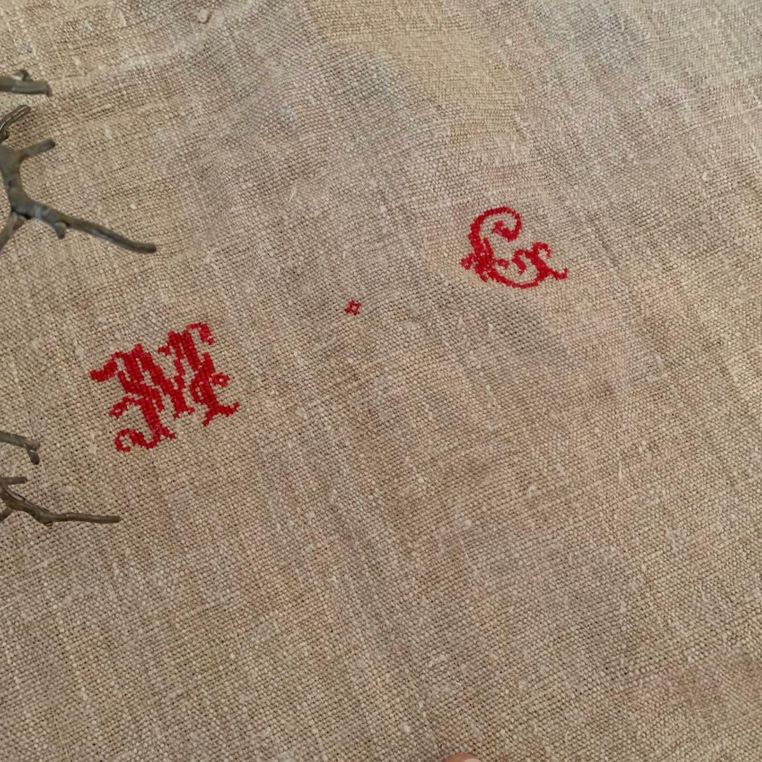 フランス＊アンティークホームスパンリネンシーツです＊手紬手織りシャンブルリネン