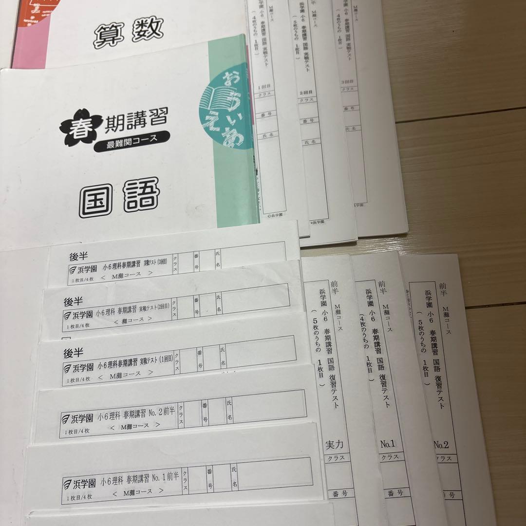 最新版浜学園小６年M灘コース春期講習テキスト&テストフルセット　特別プリント教材