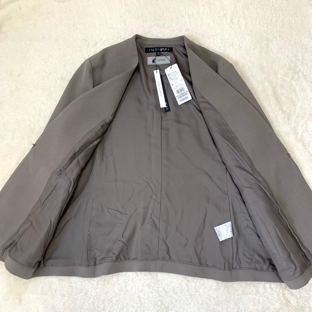 yuka様 新品タグ付 日本製 定価 INDIVI ノーカラージャケット ウール
