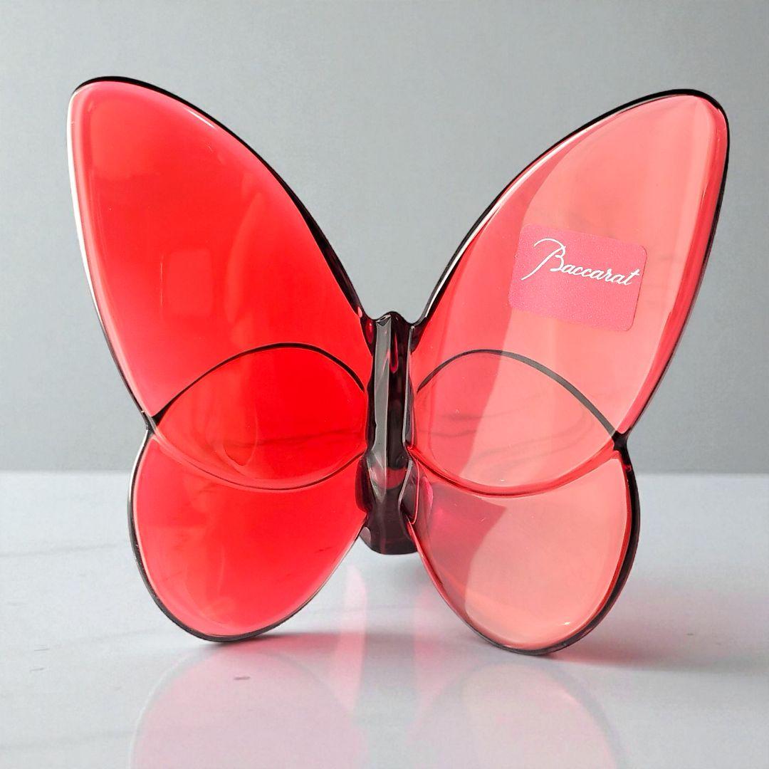 【未使用】Baccarat　バカラ　オブジェ　ラッキーバタフライ　レッド