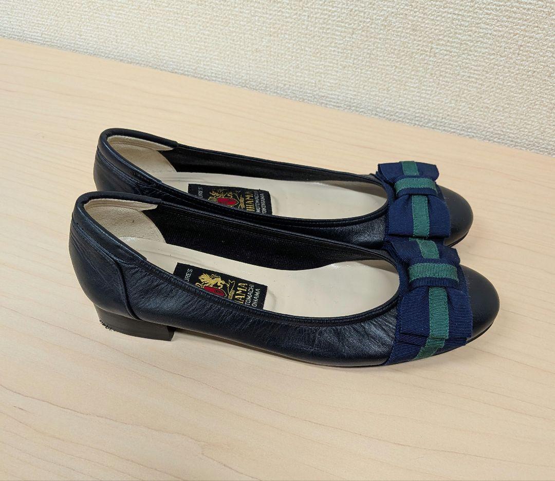【美品】MIHAMA リボン付きカッターシューズ ネイビー　エコバッグ付