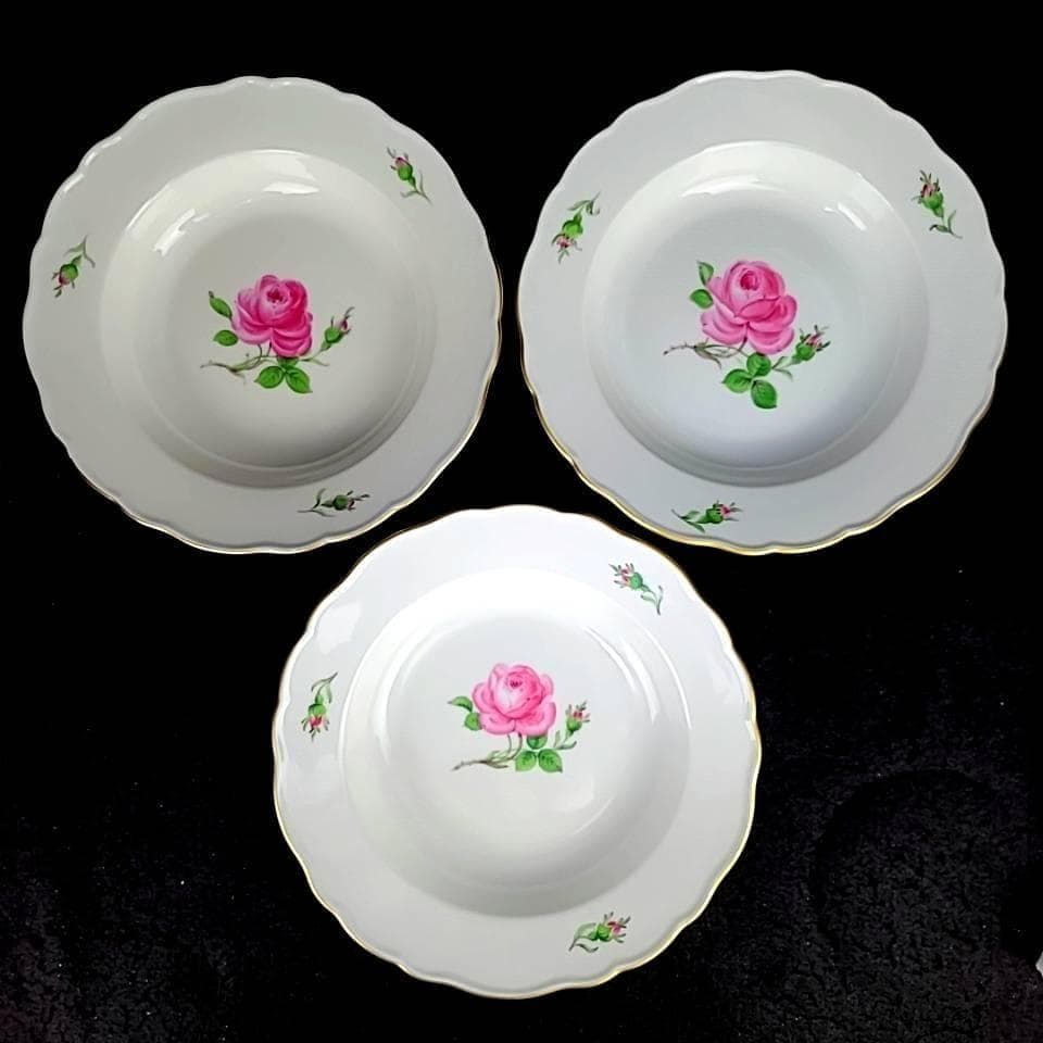 ＊良品＊マイセン　ピンクローズ　モスローズ　ディーププレート　深皿　6枚 1