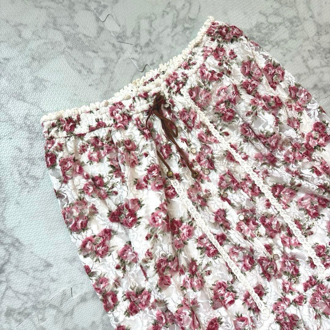 LIZLISA リズリサ フラワー ワンピース 伸縮 レース 姫カジ 森ガール