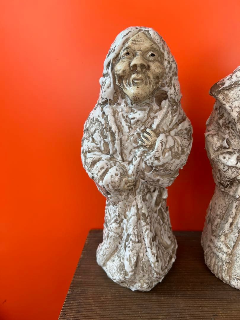 1490 希少　志野焼　信令作　高砂人形　壹対　美品　美術品