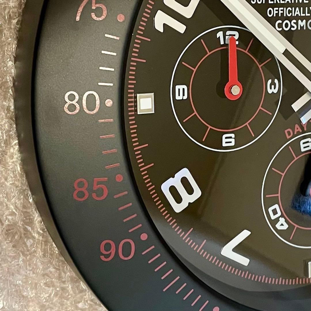 海外販促品 ROLEX掛け時計 デイトナ ブラック レア！赤針ｘベゼル赤文字