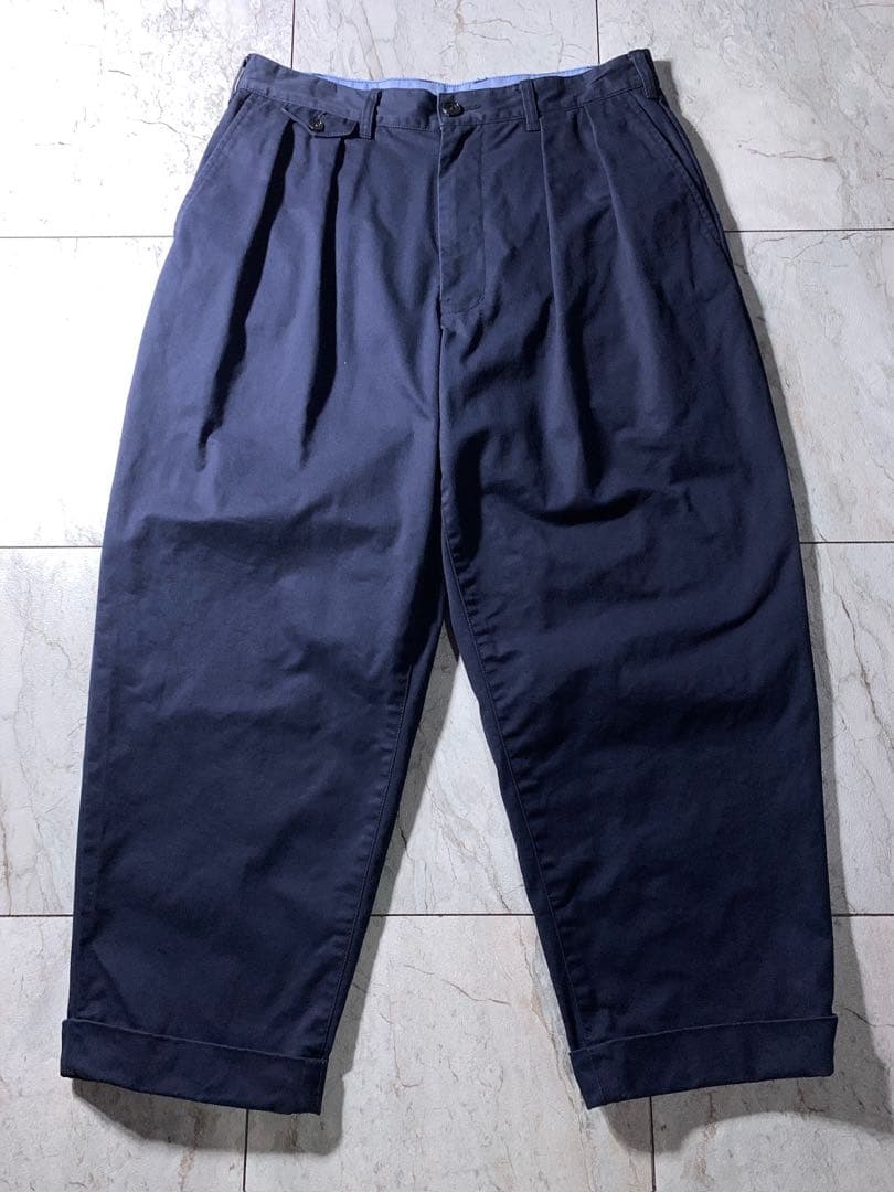 BEAMS+ 百名品 2プリーツ タック チノ トラウザーズ ネイビー M 美品