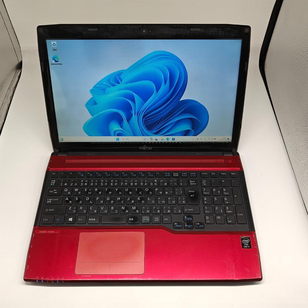 【富士通】LIFEBOOK 高速i7 SSD512GB 16GB 赤 ノートPC