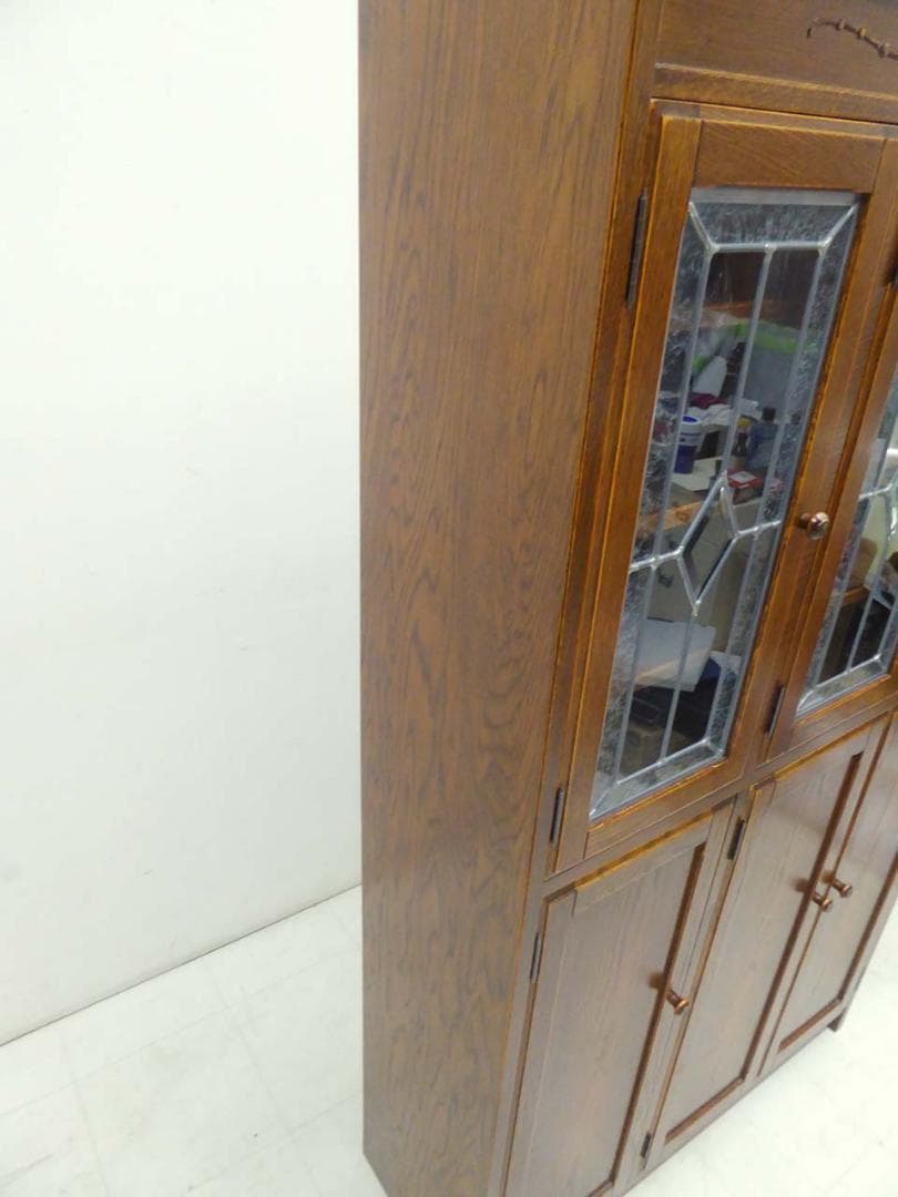 ■三越家具■ブルージュヴィンテージ ステンドグラス 食器棚 飾り棚 キャビネット