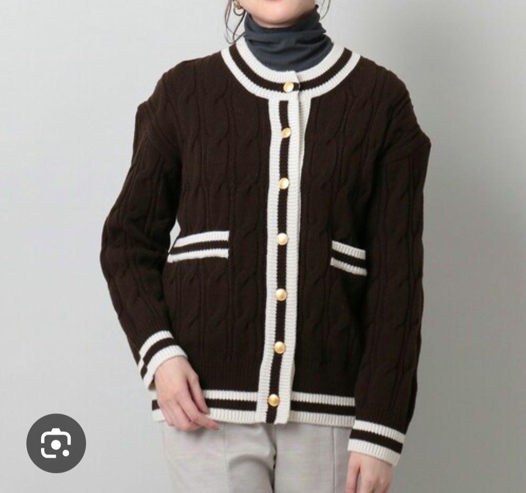 美品 トラディショナルウェザーウェア カーディガン 茶色 ゆったりめ 金ボタン