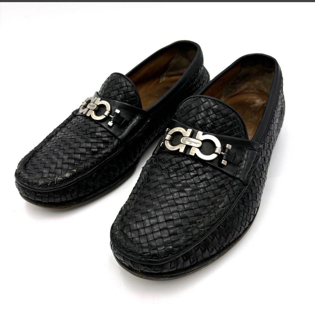 フェラガモ 6.5EE PARIGI イントレチャート ローファー ガンチーニ