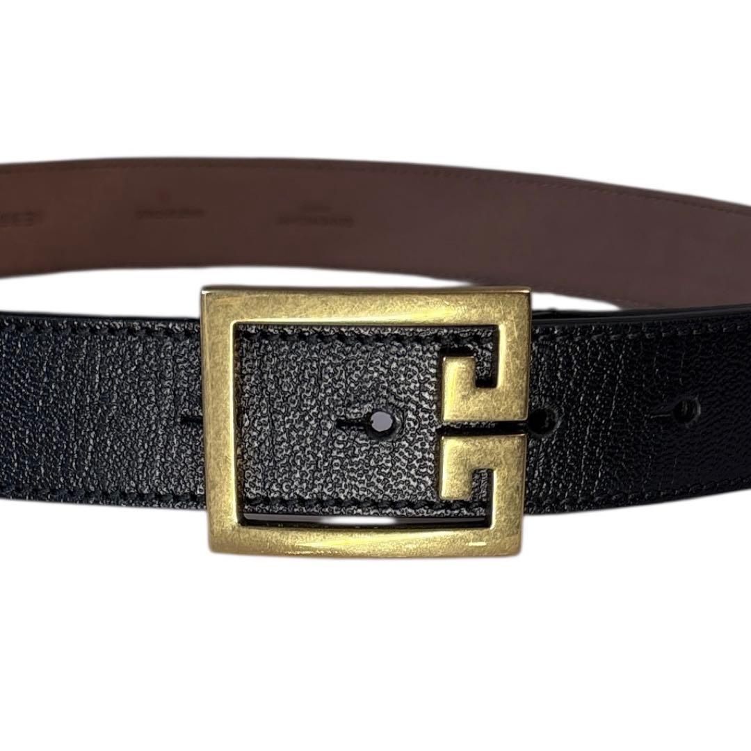 GIVENCHY Gロゴバックル　ベルト　ゴールド　ブラック　イタリア製