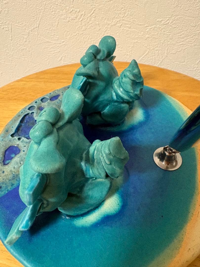 やちむん　うるま陶器　シーサー付きペン立て　シーサー　ペン立て